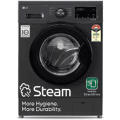LG 7kg 5-Star Front Load Washer: Steam, Inverter Direct Drive, 6 Motion DD, Touch Panel, 1200 RPM, In-built Heater - Black/Grey (FHM1207SDM)