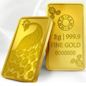 MMTC-PAMP India Pvt Ltd Peacock 24 (9999) K 2 g Yellow Gold Bar​